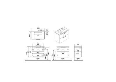 Тумба с раковиной для ванной VitrA Root Flat 66306 80 см глянцевая белая МДФ