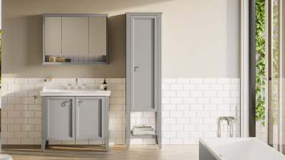 Шкаф пенал в ванную VitrA Valarte 62241 55 см матовый серый МДФ
