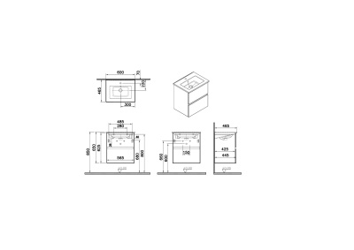 Тумба с раковиной для ванной VitrA Mia Plus Square 69730 60 см глянцевая белая ДСП