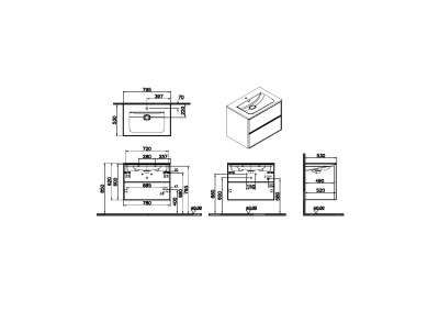 Тумба с раковиной для ванной VitrA Metropole Edge 67155 80 см грецкий орех МДФ