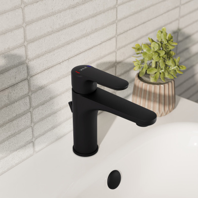 Смеситель для раковины VitrA Root Round A4270636EXP однорычажный матовый черный латунь
