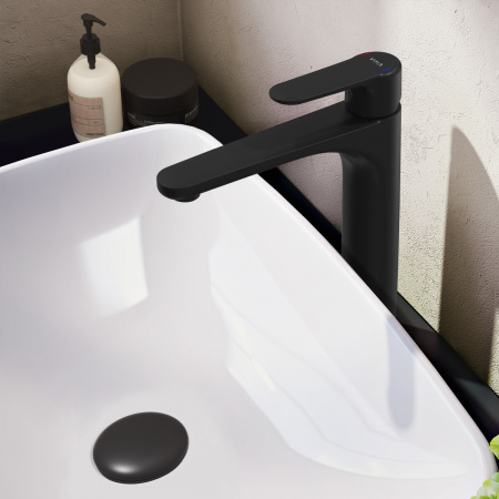 Смеситель для раковины VitrA Root Round A4270736EXP однорычажный матовый черный латунь