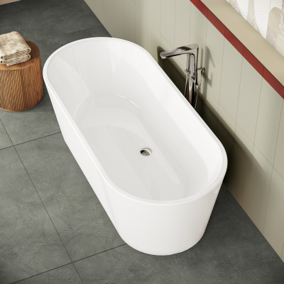 Ванна VitrA Geo 65380006000 180 x 80,5 см отдельностоящая акриловая прямоугольная белая