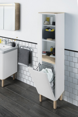 Шкаф пенал в ванную VitrA Sento 60842 40 см с корзиной для белья матовый белый МДФ