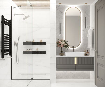 Voyage Blanco 595x1191 Laparet керамогранит под мрамор белый ректифицированный